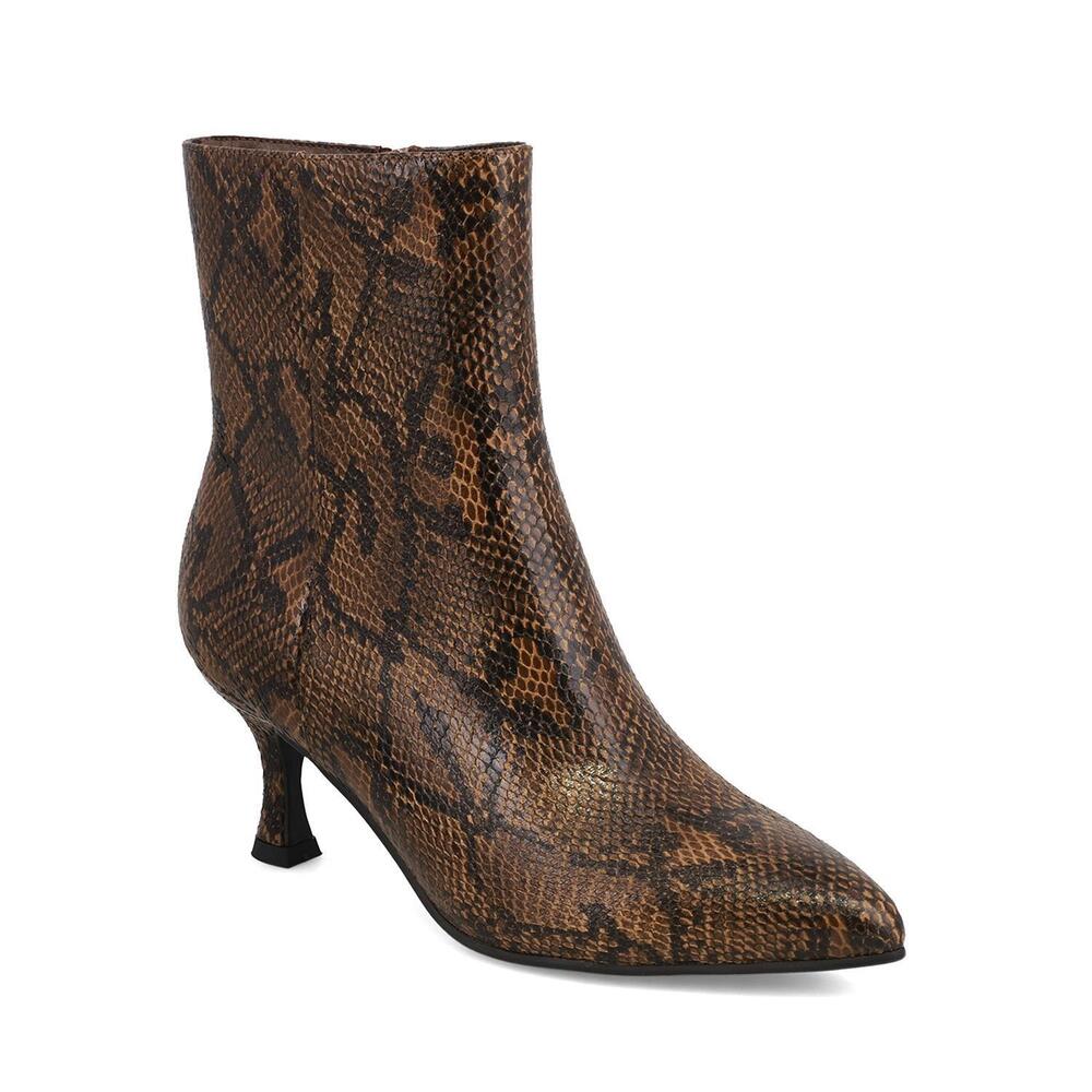 NEW MIA SHOES women's ediva snake pointed toe boot in brown